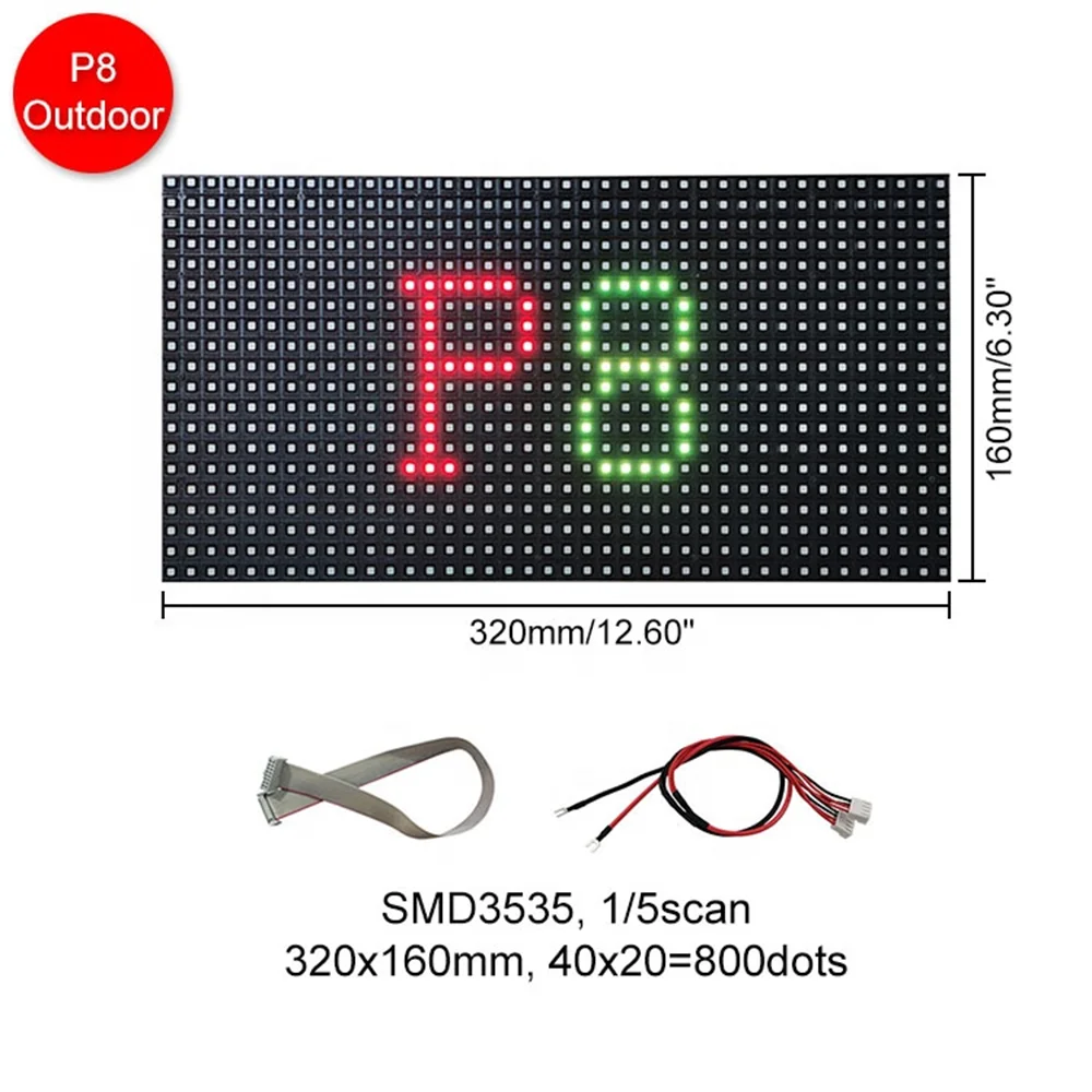 

Full color waterproof P8 outdoor RGB matrix 320x160mm IP65 video screen LED module panel