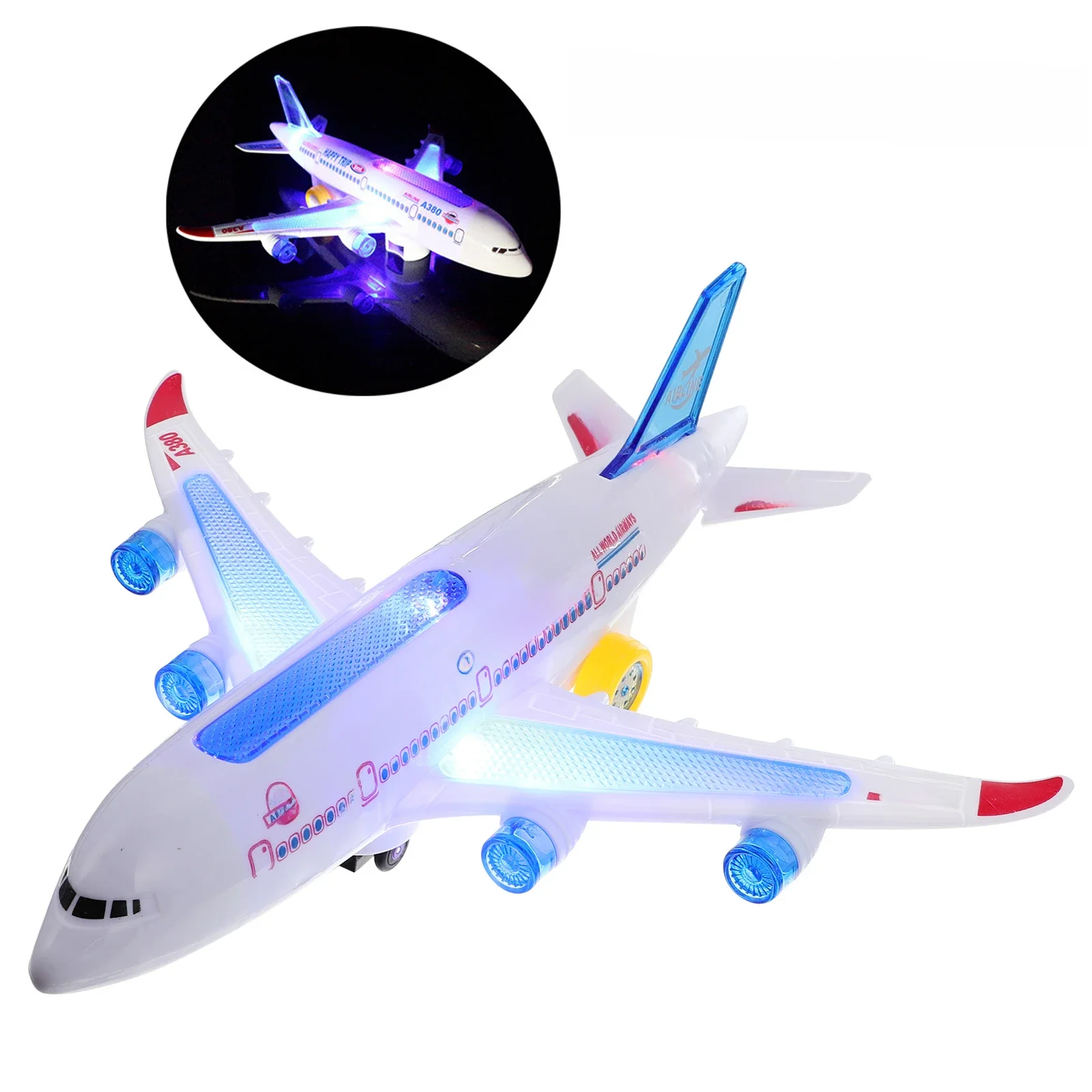 Brinquedo eletrônico do avião com música, piloto automático Flash Sound Aircraft, avião de rotação