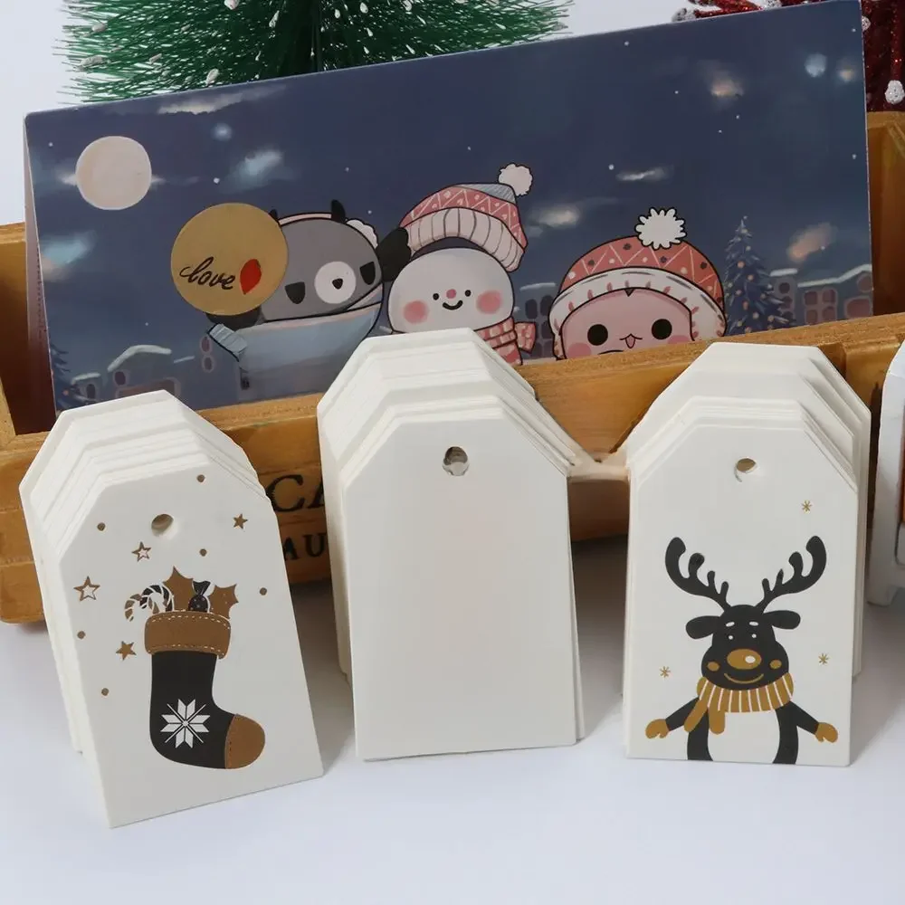 50 sztuk boże narodzenie etykiety zawieszka z papieru pakowego zawieszki z papieru Kraft karty na imprezę pakowanie prezentów dekoracje świąteczne DIY opakowanie dostaw — zdjęcie 2