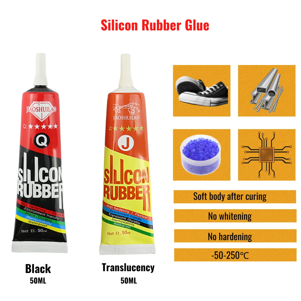 

50ML Jiaoshuilao Silicone Rubber Glue Electronic Components Waterproof Soft Insulation anti-electric Adhesive Black /Translucent