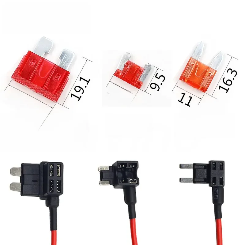 1/10/20 szt. 12V MINI mały średniej wielkości uchwyt bezpiecznika samochodowego dodatkowy adapter TAP z 10A Micro Mini standardowy bezpiecznik płaski ATM — zdjęcie 2