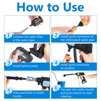 Battery Pressure Washer, Cordless Pressure Washer with 6-in-1 Multifunctional, Mobile Pressure Washer for Cars, Patio, Windows