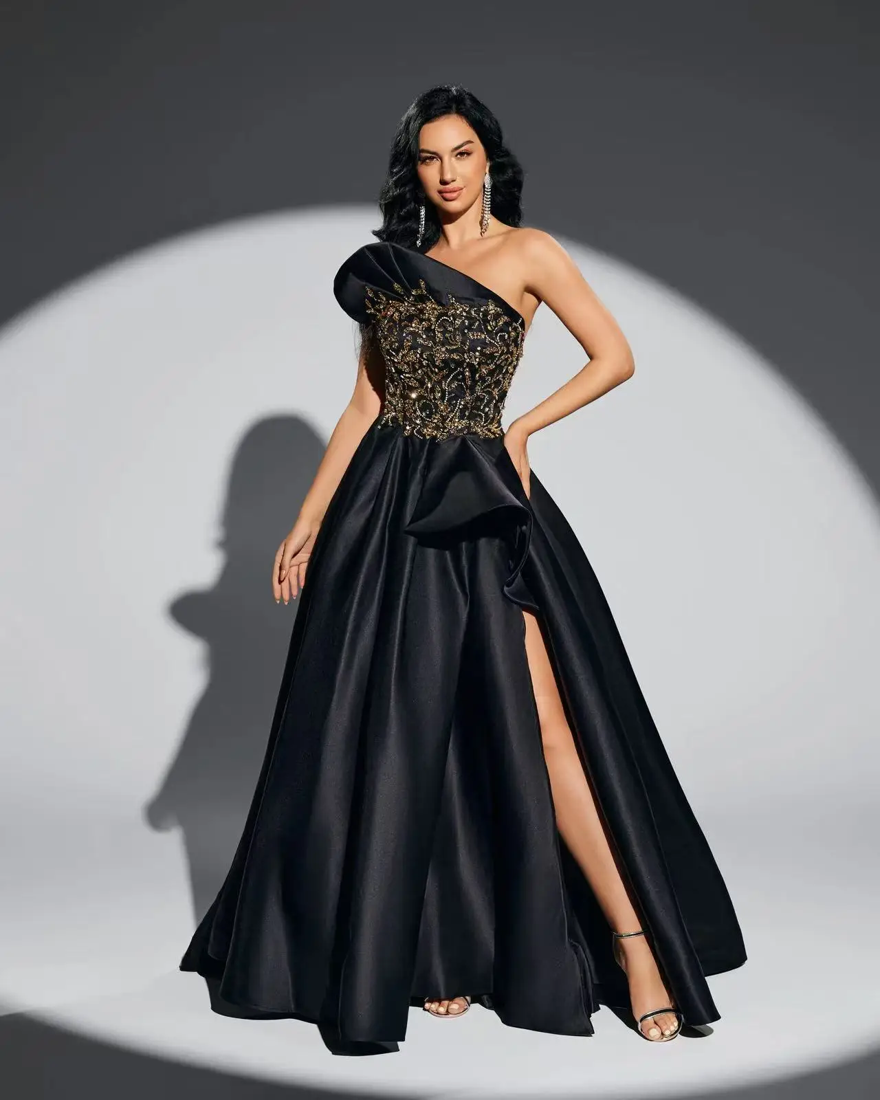 (VENTA) vestido largo negro de lujo Saimar Zhang, vestidos de fiesta para niñas, vestidos de diamantes hechos a mano para mujeres, fiesta de boda personalizada