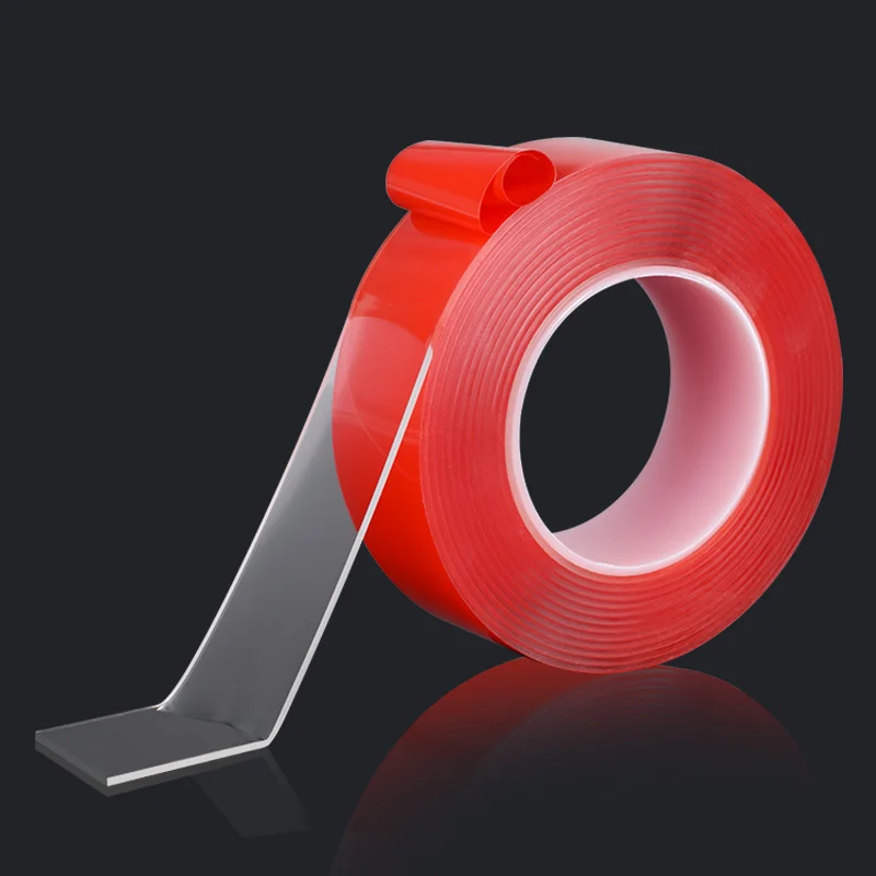 

Heat Resistant Nano Double Sided Tape Red Polyester Film PET Adhesive Fixing Tape Waterproof Reusable Strong Acrylic Fixing Tape