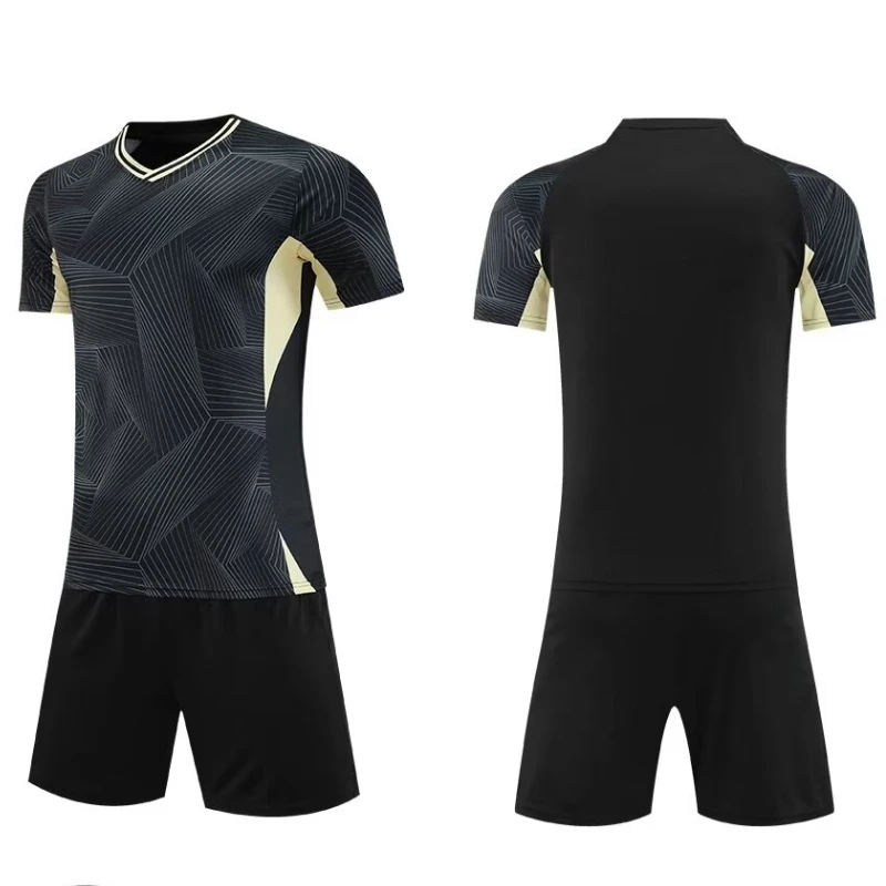 Black Uniforms De Fútbol 2024 Soccer Nation Team Shirt Shorts Set 2pcs Professional Customized Short Sleeve Futsal Thai Quality