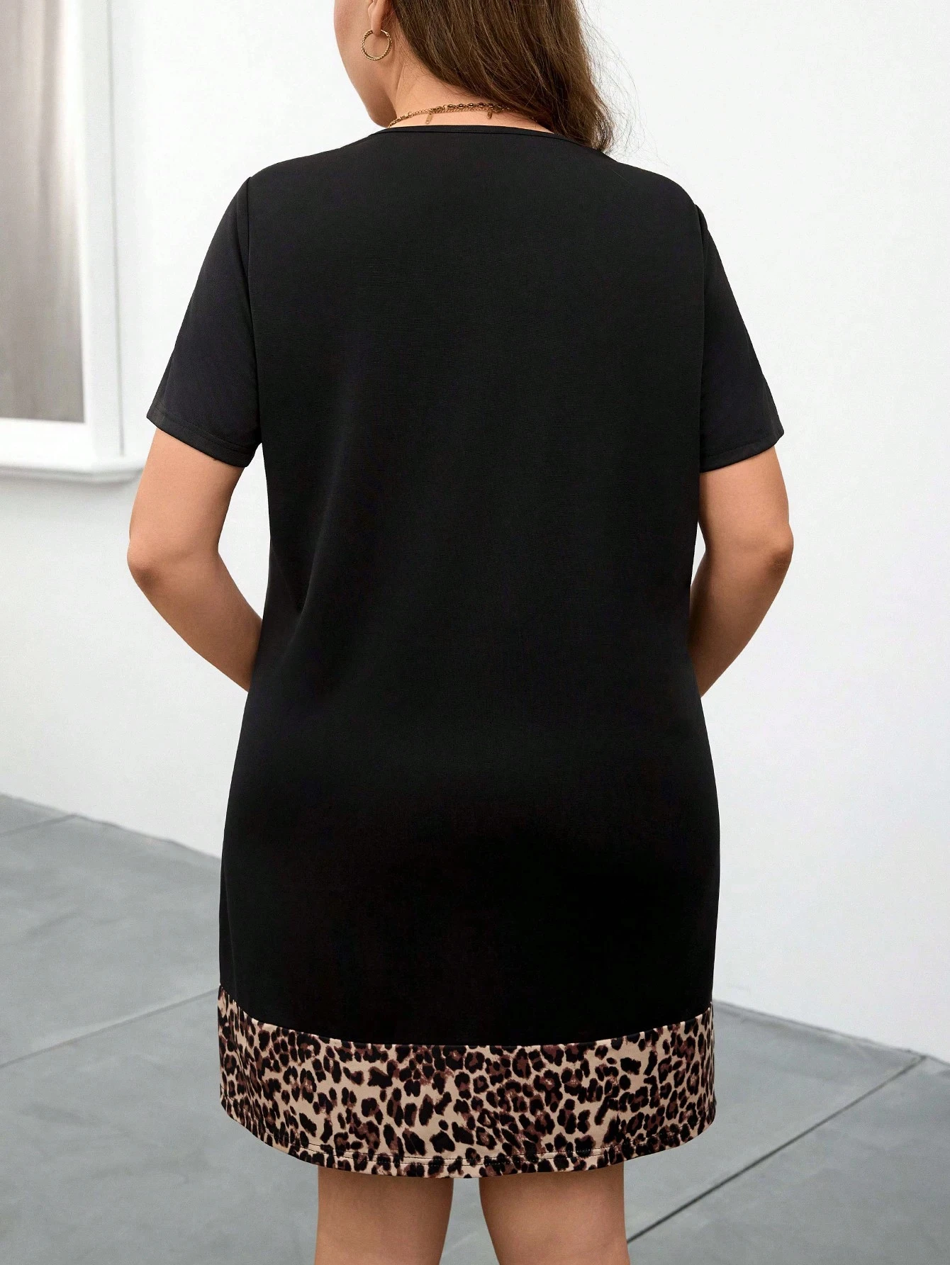 Spring Leopard Stripe Pattern Printed Home Women' Nightgowns Outdoor Knee Length Dresses Oversized Dresses Street Dating Dress view 6
