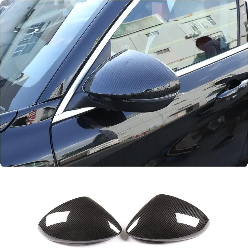 2 Colors ABS Glossy Black/Carbon Fiber Car Styling Rear View Mirror Cover Trim Car Accessories For Alfa Romeo Stelvio 2017-2024