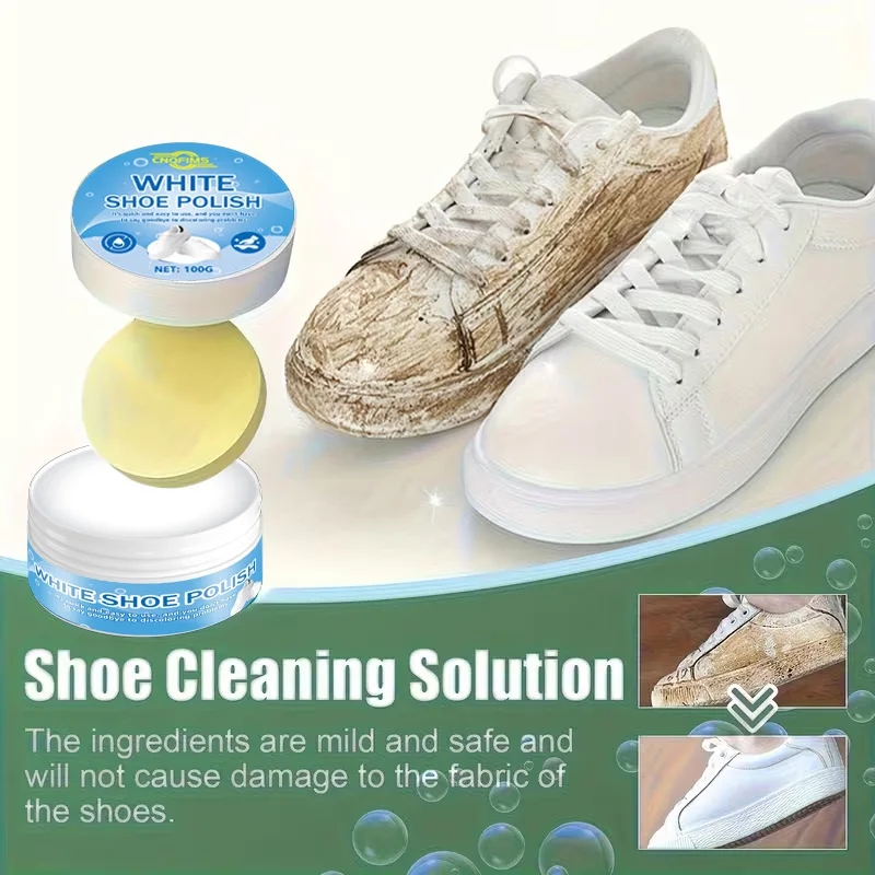 

Белый крем для чистки обуви с губкой: Whitens, удаляет пятна — универсальный для обуви и кроссовок