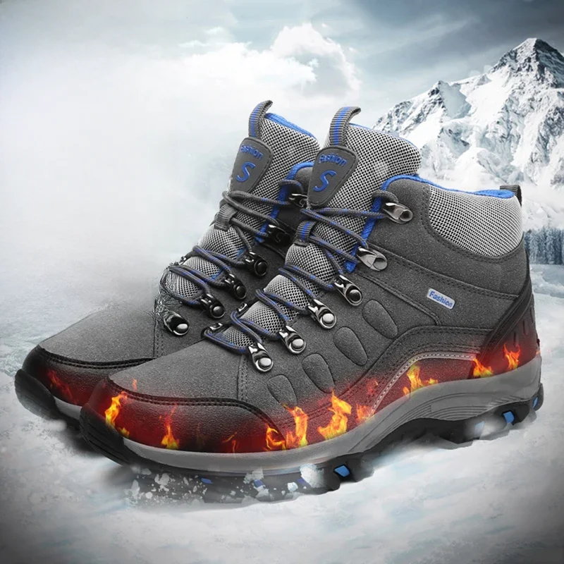 Herren schuhe Winter Anti-Rutsch-Schneeschuhe Outdoor-Plüsch Wanderschuhe hochwertige wasserdichte