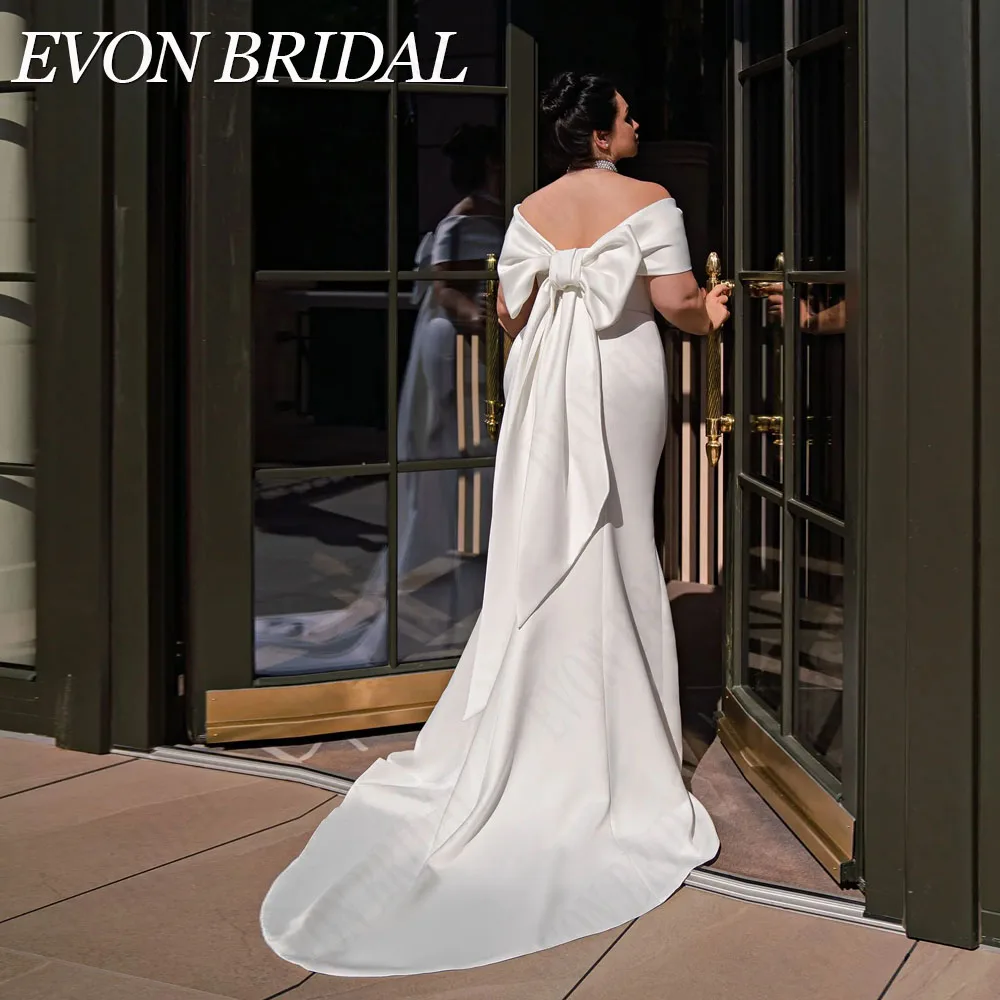 EVON BRIDAL Mermaid Plus Size abito da sposa per grande donna in raso con fiocco SEVON BRIDAL Mermaid Plus Size abito da sposa per donna grande in raso con fiocco Sweep Train abiti da sposa Custom Made Vestido De Noiva