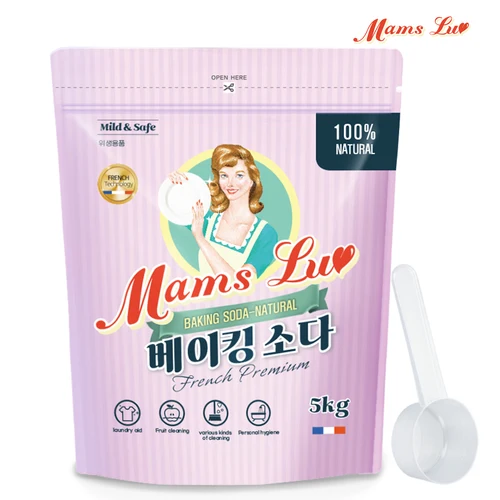 MamsLuv 베이킹소다 5KG 파우치형 프렌치 프리미엄 1등급원료 비건세제 저자극세제 대용량세제 세정제 주방세제 가루세제 청소용품