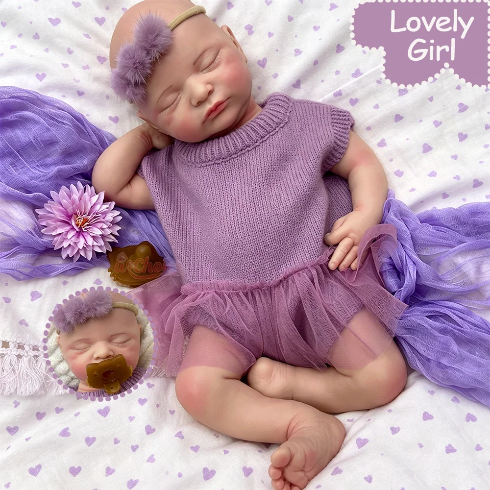 

20"Ultra Realistic Reborn Baby Doll Hand Painted Newborn Toy with Lifelike Skin Texture Soft Weighted Silicone Doll for Gift