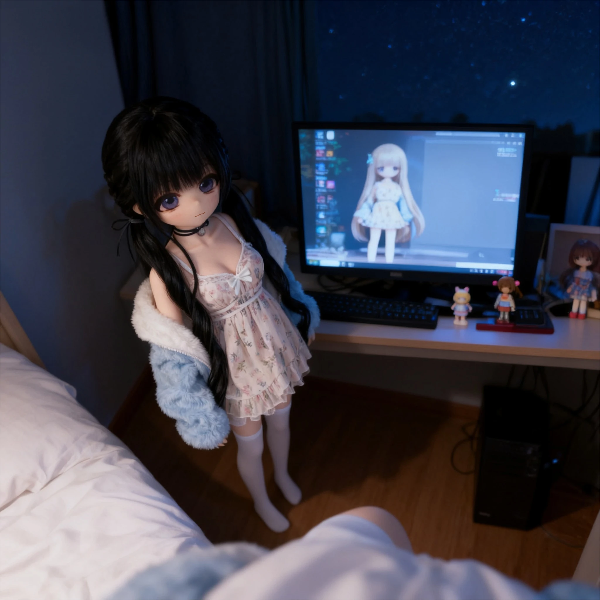 Anime doll, Soft material, with flexible joint positioning, customizable hair color, replaceable, and insertable (no clothes)