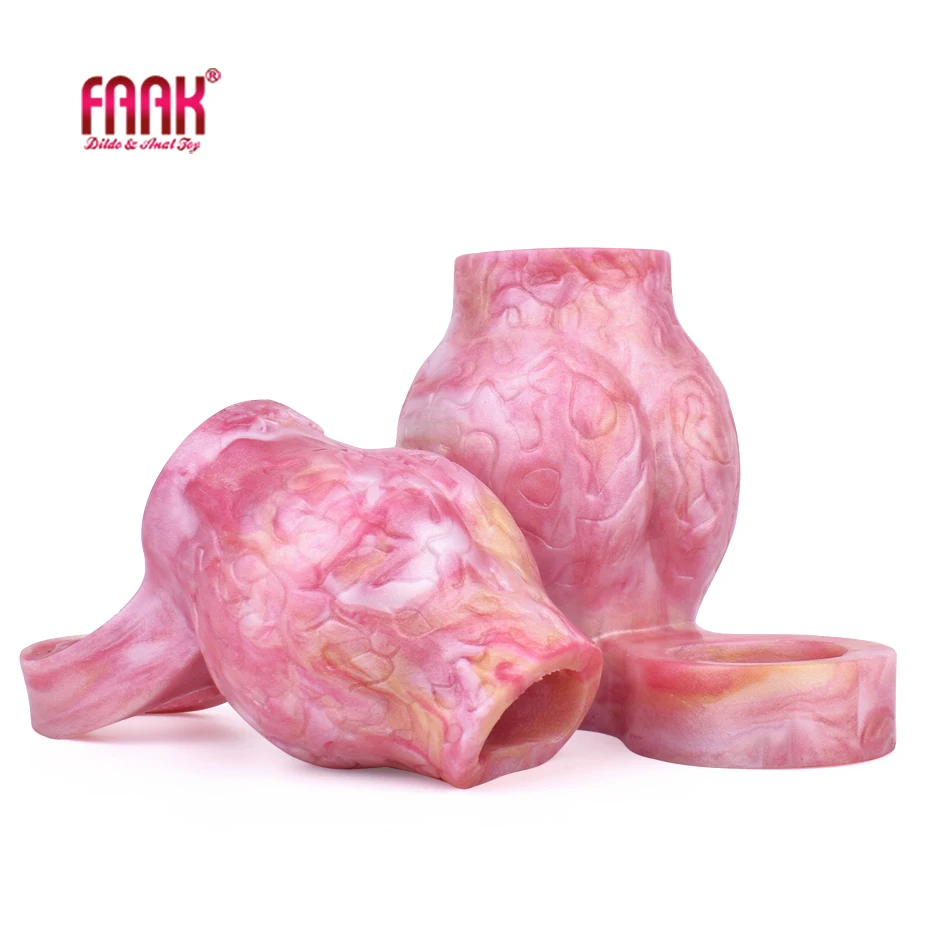 FAAK Silicone Cock Ring Dildo Sleeve Dog Knot Men Penis Enlargement Glans Masturbate Stimulate Sex Toys For Men  Size S M L image 2