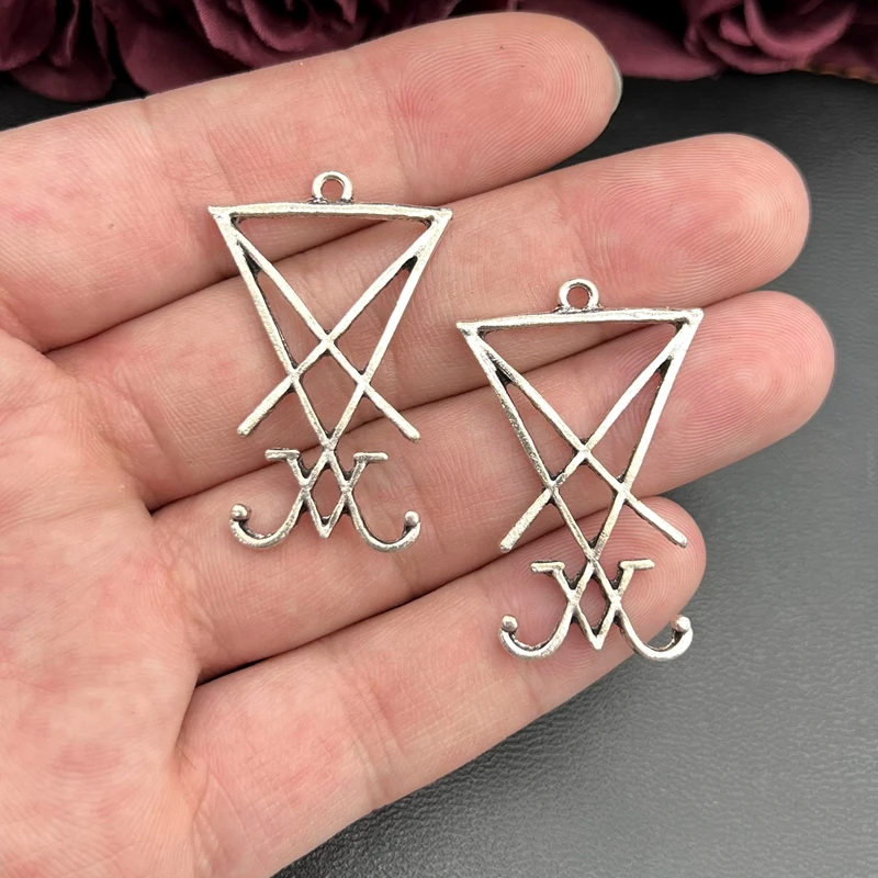 

5ps 40*26mm Lucifer Sigil Pendants, Satan Charm, Satanic, Lucifer, Halloween, Devil Symbol Charm,Handmade Jewelry Accessories