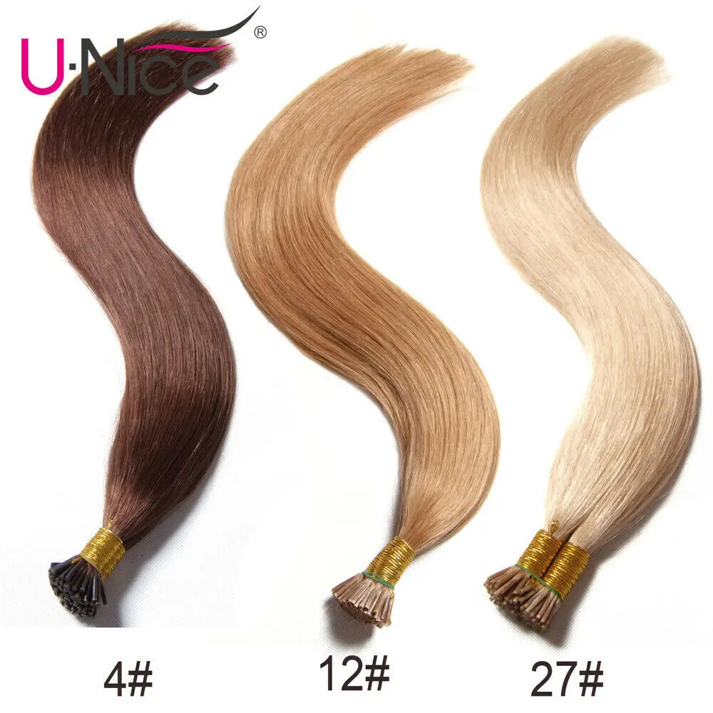 Imagen 3: Extensiones de cabello UNice I-Tip, 100 hebras/100 gramos, extensiones de cabello humano liso