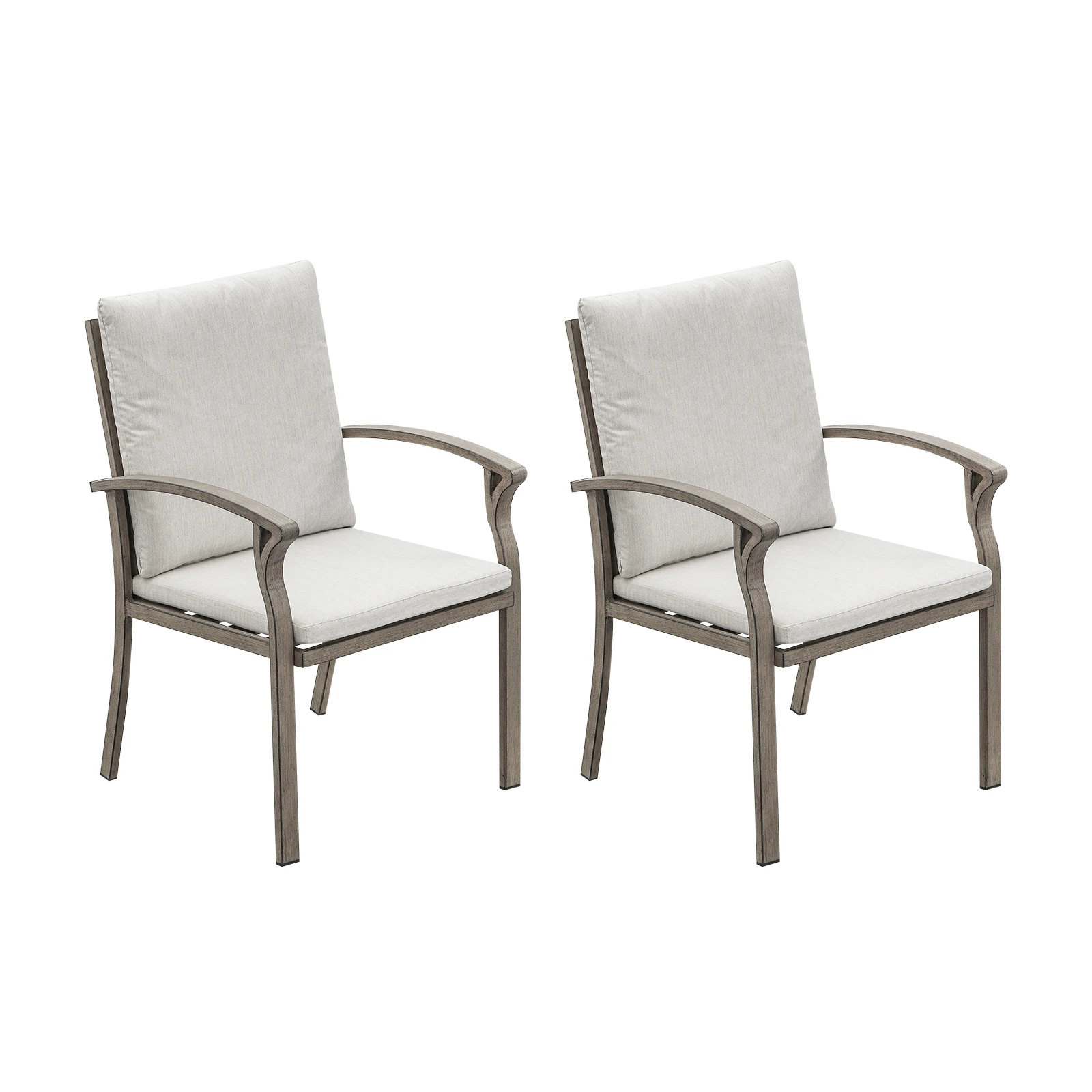 SeeHill Outdoor Dining Chairs Set of 2, Aluminum Patio Chairs with High Back & Cushions, All-Weather Patio Furniture for Garden