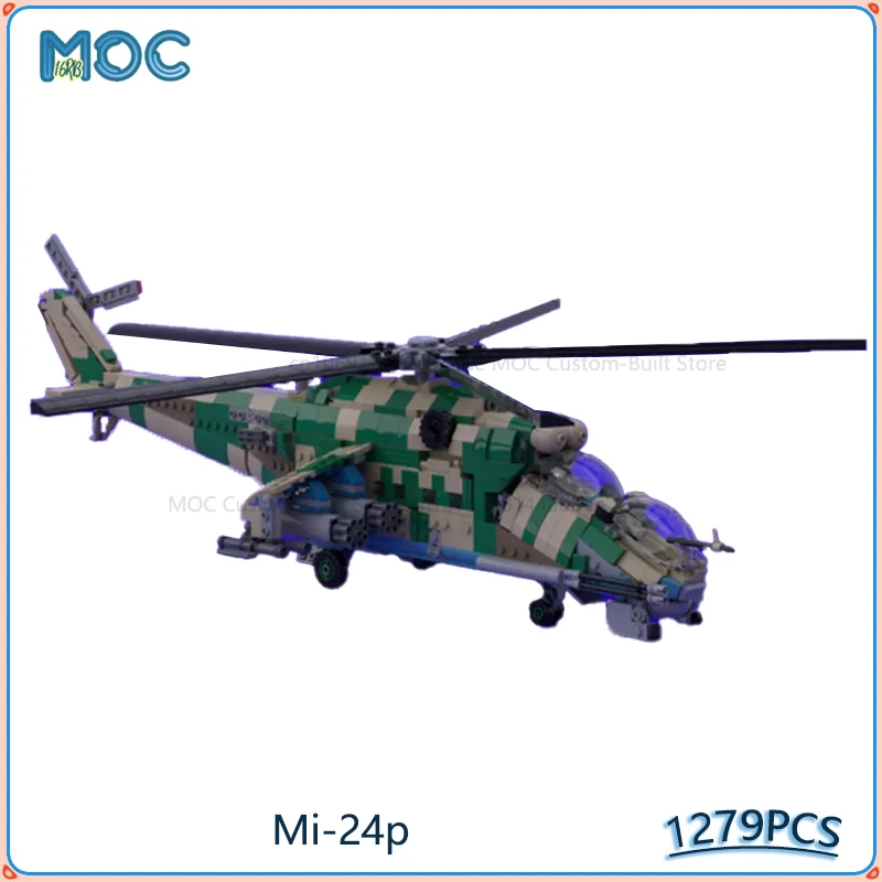Moc Building Blocks Mi-24P Fighter Mini Scale Model Aircraft DIY Assemble Creative Bricks Collection Display Toys Gifts 1279PCS