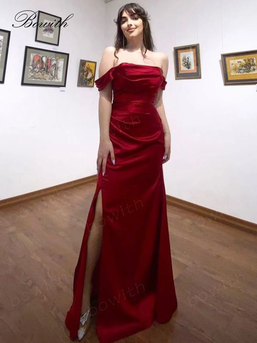 Bowith Off Shoulder Evening Party Dress Mermaid Red Luxury Dress for Gala Party Dress Women Elegant vestidos de fiesta