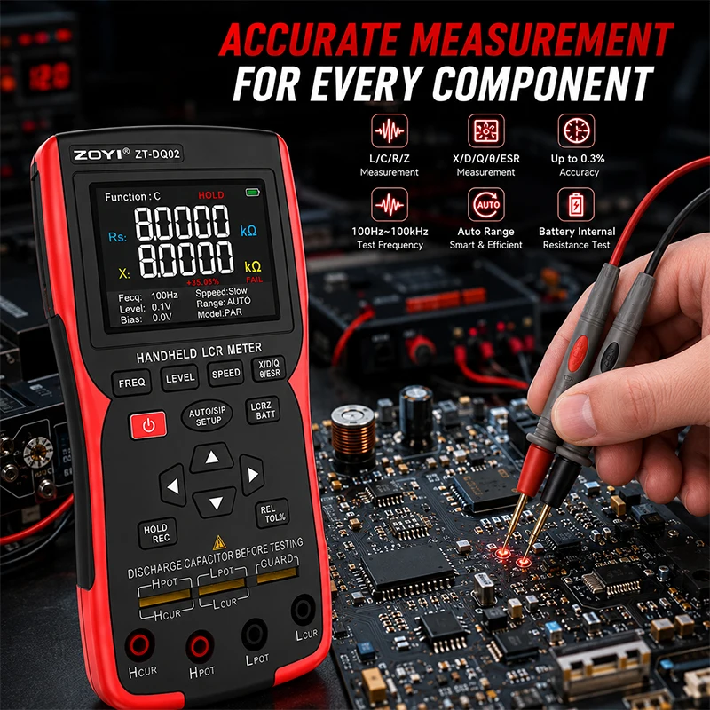 LCR Meter LCR Bridge ZOYI ZT‑DQ02 High‑Precision ESR & Battery Internal Resistance Tester for Inductance Capacitance Resistance view 3