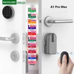 RAYKUBE A1 Pro Max Tuya BEL Inteligentny elektroniczny zamek do drzwi z breloczkiem / bezprzewodową klawiaturą / inteligentnym kluczem Inteligentne życie / zdalne odblokowanie aplikacji Tuya