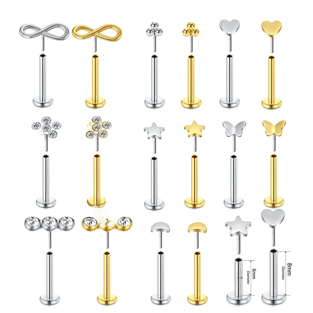 Brincos de aço inoxidável piercing nos lábios para mulheres, joias do corpo, plug-in, pulseira de