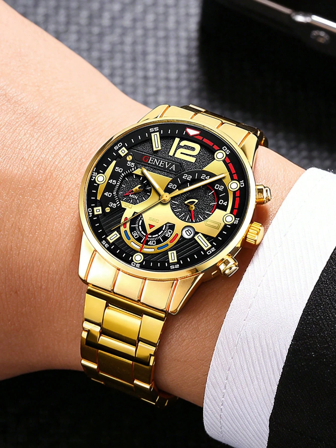 4-Piece Set, Fashionable Men's Quartz Watch and Jewelry Set, Perfect for Everyday Wear, Business, Parties, Valentine's Day, Easter, Christmas, Halloween, and Thanksgiving Gifts