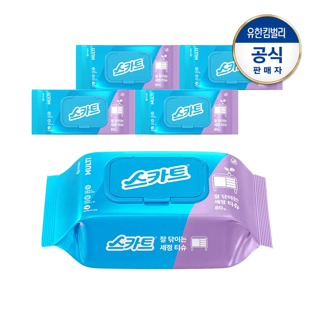 스카트 잘닦이는 세정티슈 80매X5팩