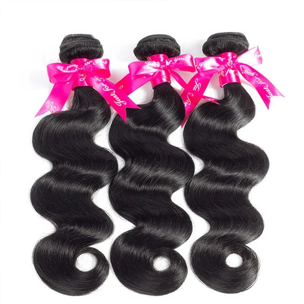 Bundles brésiliens de cheveux bruts avec fermeture, dentelle transparente HD, faisceaux de tissage de cheveux, 100% cheveux humains