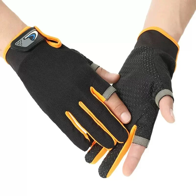 AliExpress RNO Rich Name Ocean Summer Men Fishing Gloves Women Two Finger Cut Male Touchscreen Angling Anti-Slip Sun-Proof Breathable Cycling Fitness Gloves