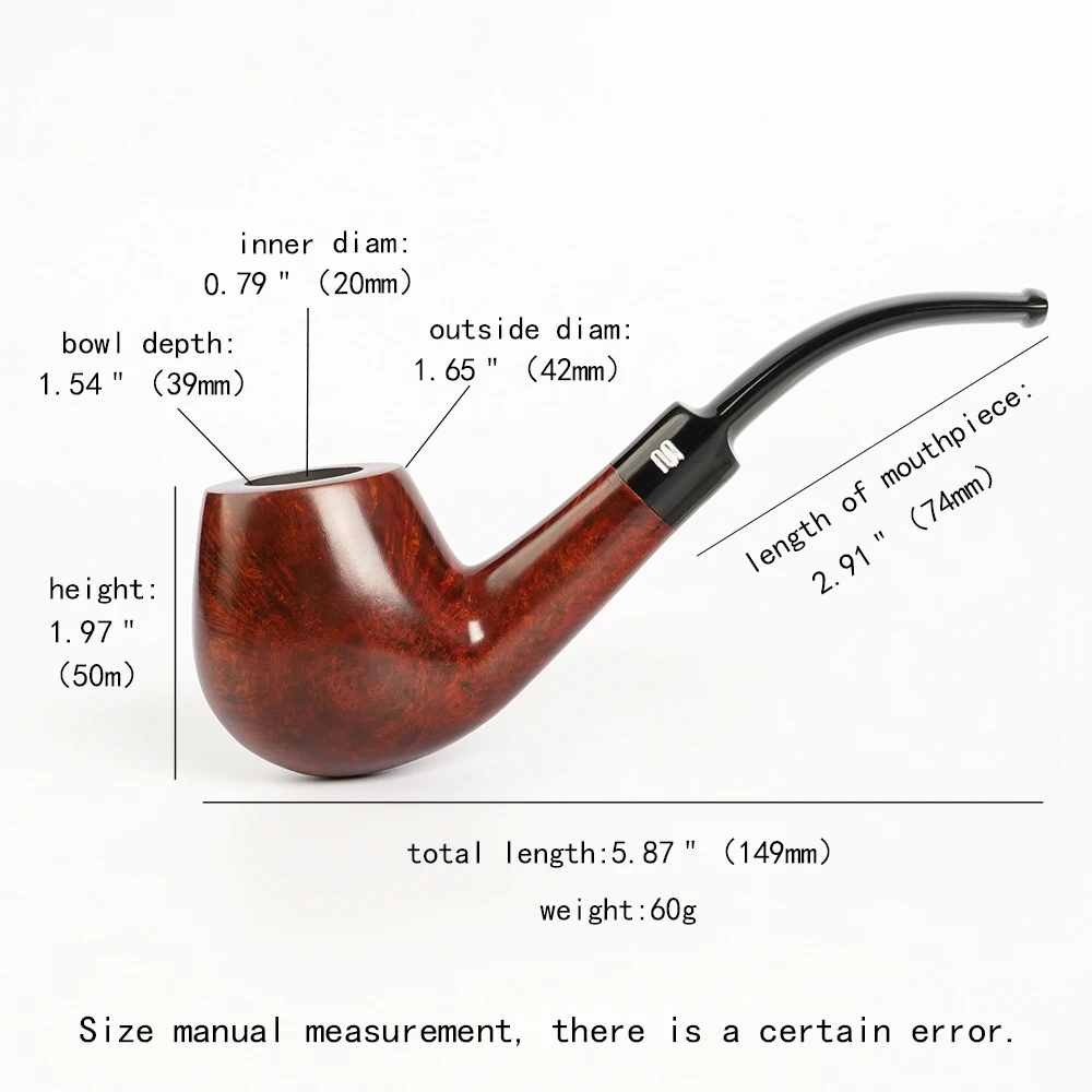 

JIBILL small briar tobacco pipe, egg pipe, curved handle saddle-shaped acrylic pipe mouthpiece, solid wood pipe, Father Day gift