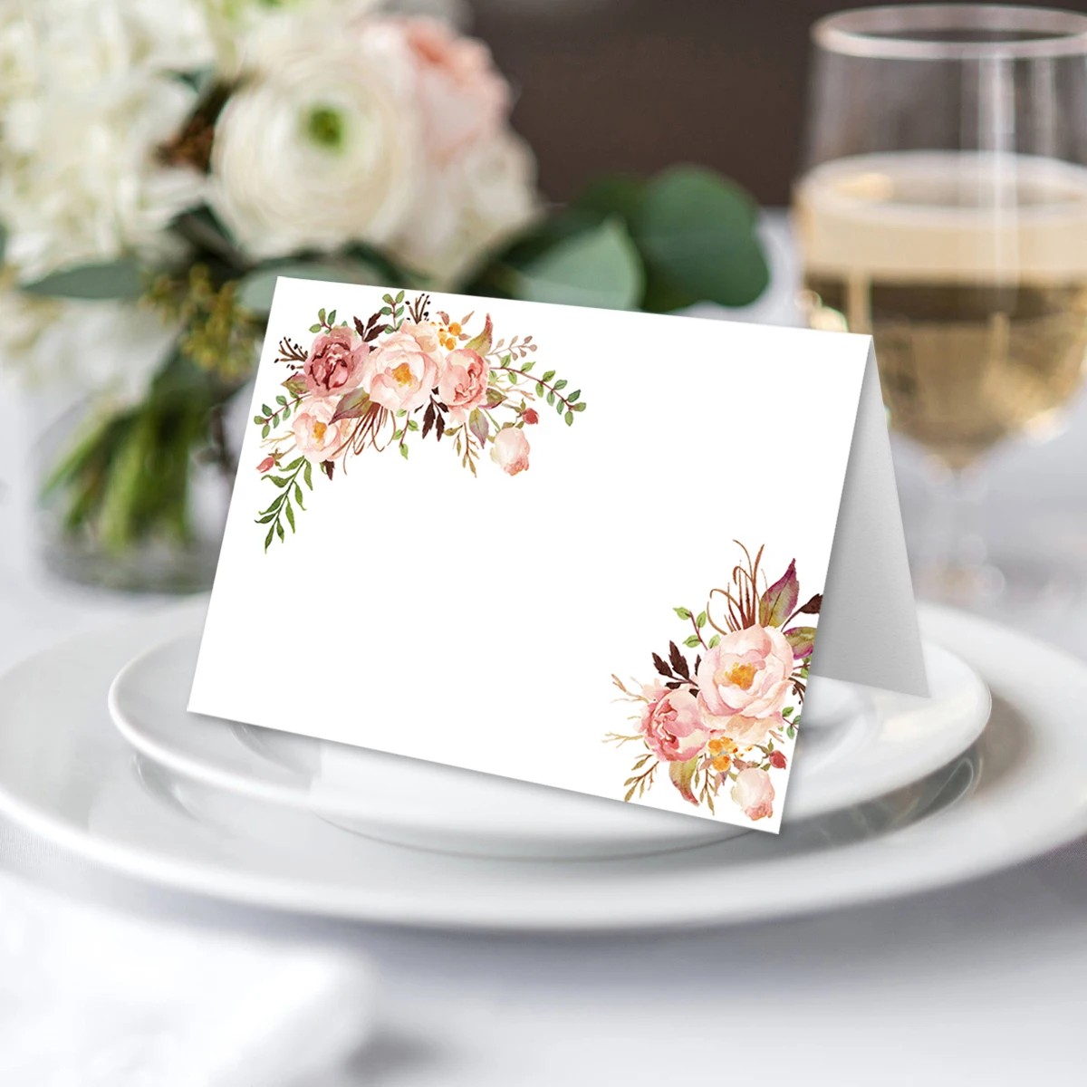 10Sheets Floral Table Place Cards, Place Cards for Weddings, Place Cards for Table Setting, Wedding Place Cards, Easy Folding