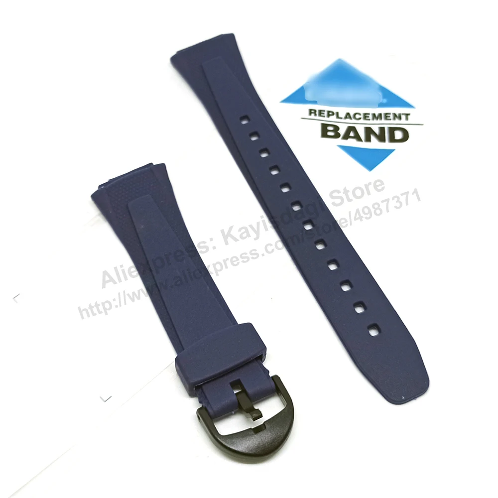 18mm Navy Blue Rubber Watch Band / Strap compatible Casio W-752 , W-753 , W-755