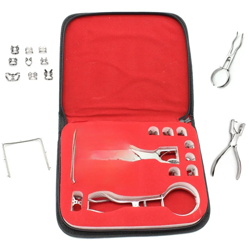 1 ensemble perforateur dentaire Kit de barrage en caoutchouc feuille cadre pinces perforateur pince soins des dents dentisterie laboratoire dentiste outils orthodontiques