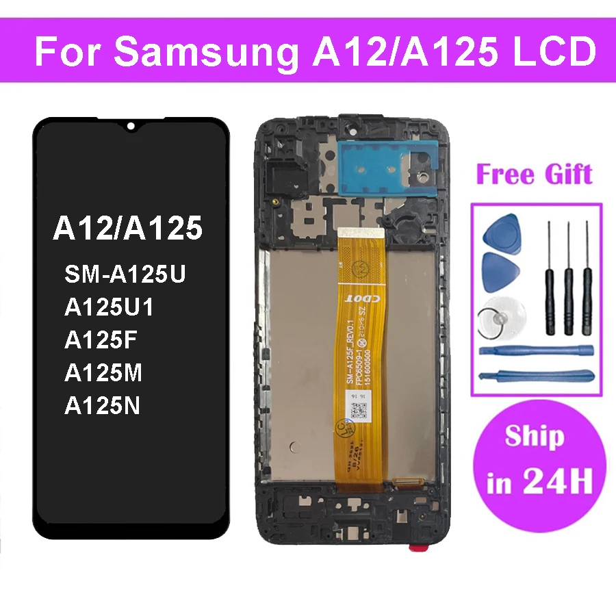 Pantalla LCD IPS de 6,5 pulgadas para Samsung Galaxy A12 LCD SM-A125U/A125U1/A125F/A125M/A125N, digitalizador de pantalla táctil para Samsung A12 LCD