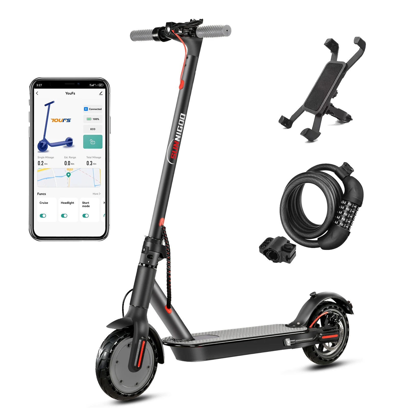 Trottinette Électrique Intelligente SUNNIGOO N7PRO 2026 Améliorée avec APP, Moteur Puissant 350W, Autonomie 36V 30KM, Freinage Double, pour Adultes et Étudiants – Idéal comme Cadeau