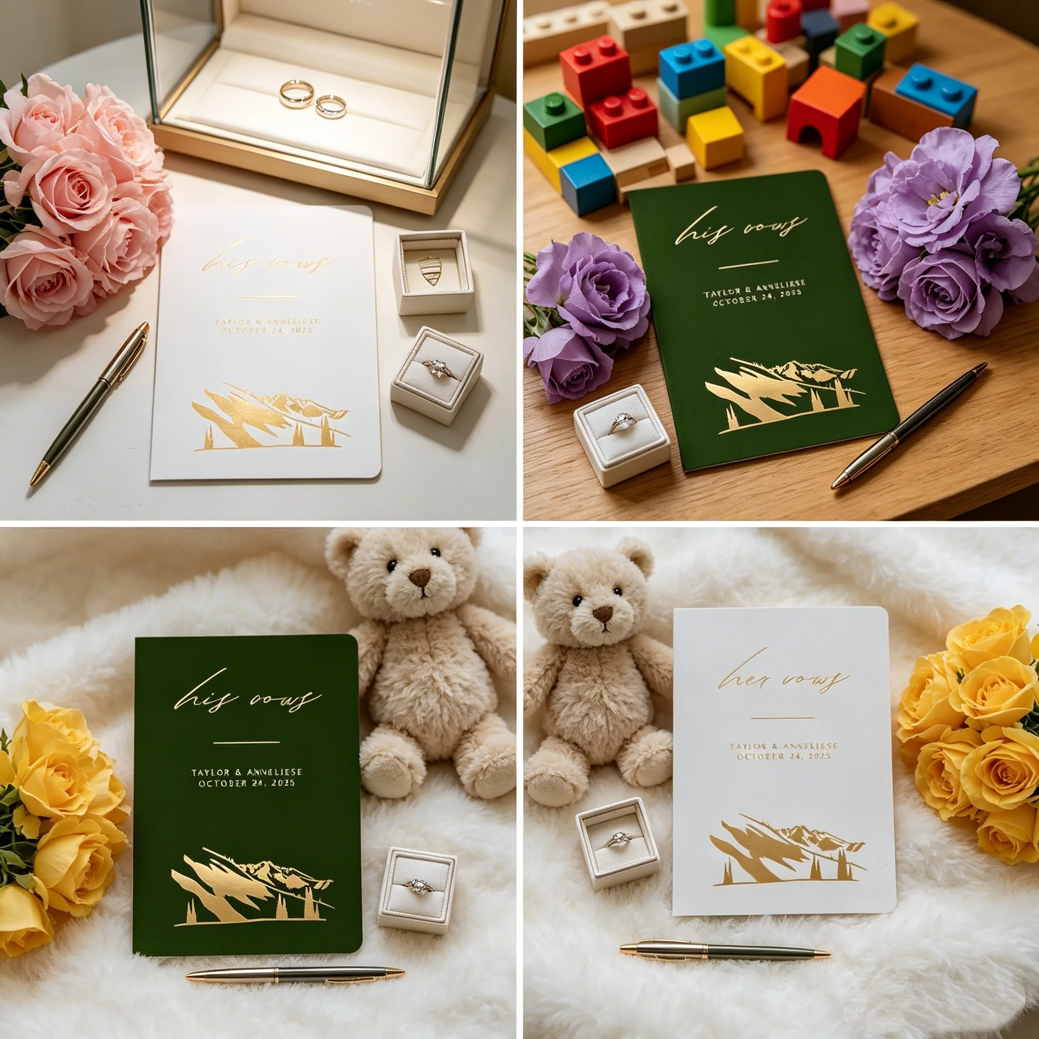 結婚誓約書、サンフアン山脈の結婚誓約書、金箔付き新郎新婦向けパーソナライズギフト、彼と彼女の誓約書
