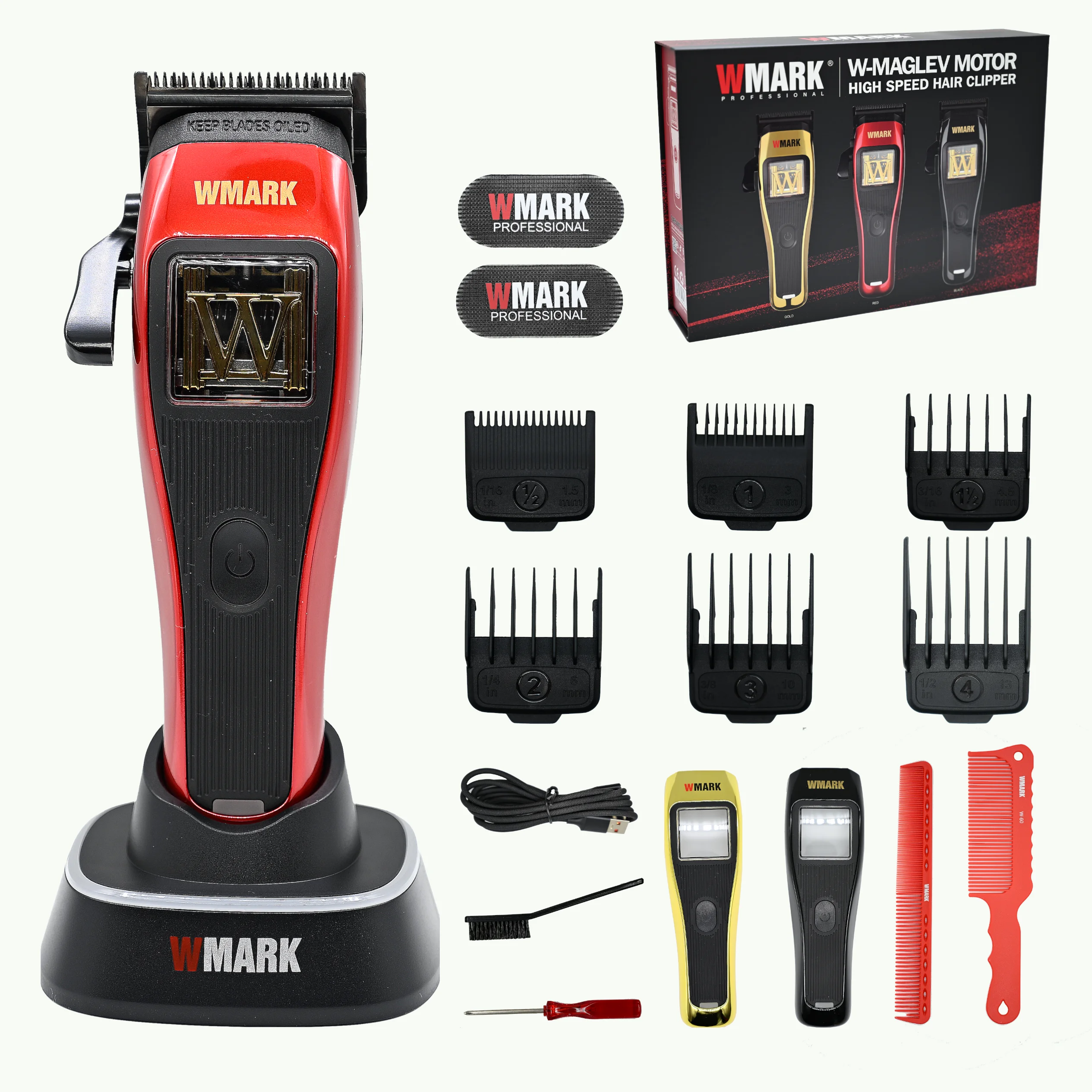 WMARK NG-X1 Red Cordless Hair Clippers for Men 10000RPM Maglev Vector Motor Barber Fade Cutting Machine DLC Blade 2500mAh USB-C