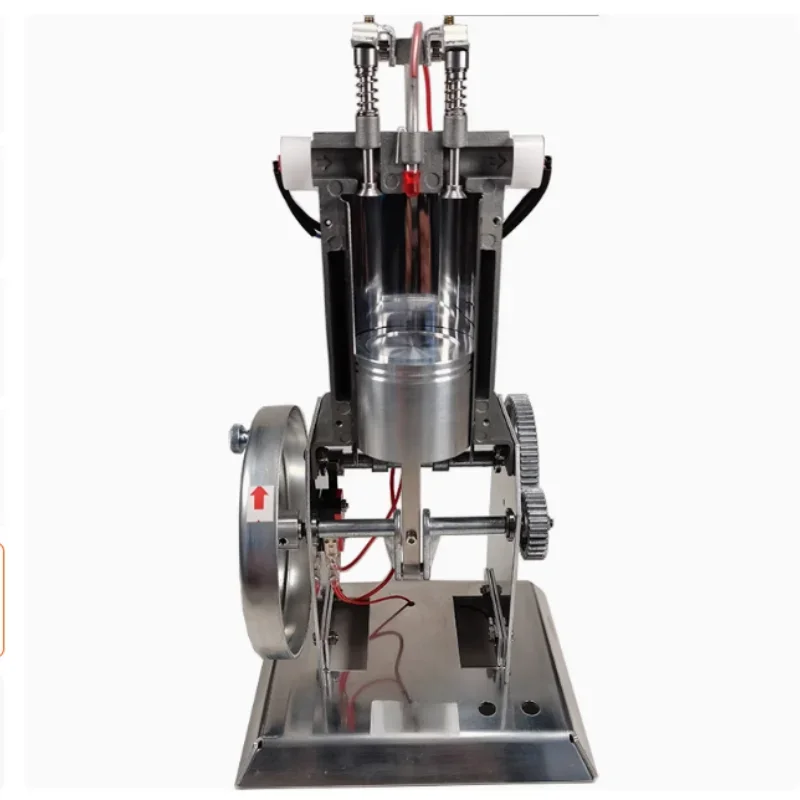 Model silnika spalinowego J31008, całkowicie metalowy, z wewnętrznym zasilaniem gazowym, jednocylindrowy, ze wskaźnikiem, demonstrujący fazy pracy, fizyka. — zdjęcie 2