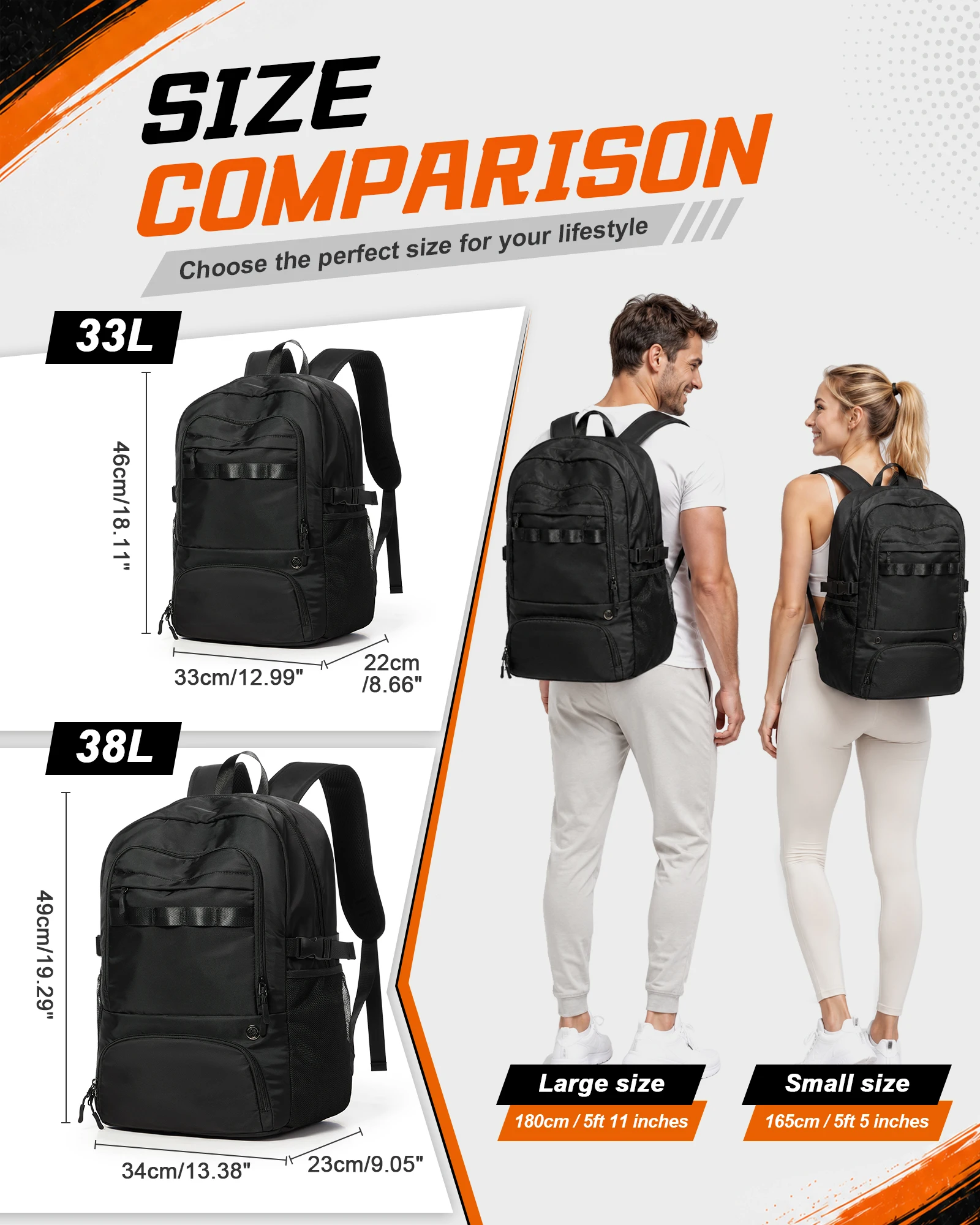 Großer Basketball-Rucksack, Fußballtasche mit Ballfach und Schuhfach, Sportrucksack mit Tasche für Wasserflaschen – Detail 1