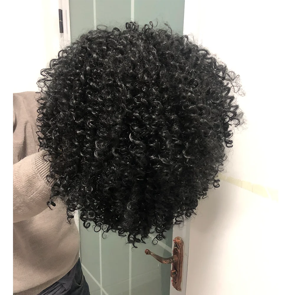 Parrucche corte Afro crespi ricci con frangia per le donne parrucche Cosplay Glueless sintetiche per capelli neri fibra ad alta temperatura