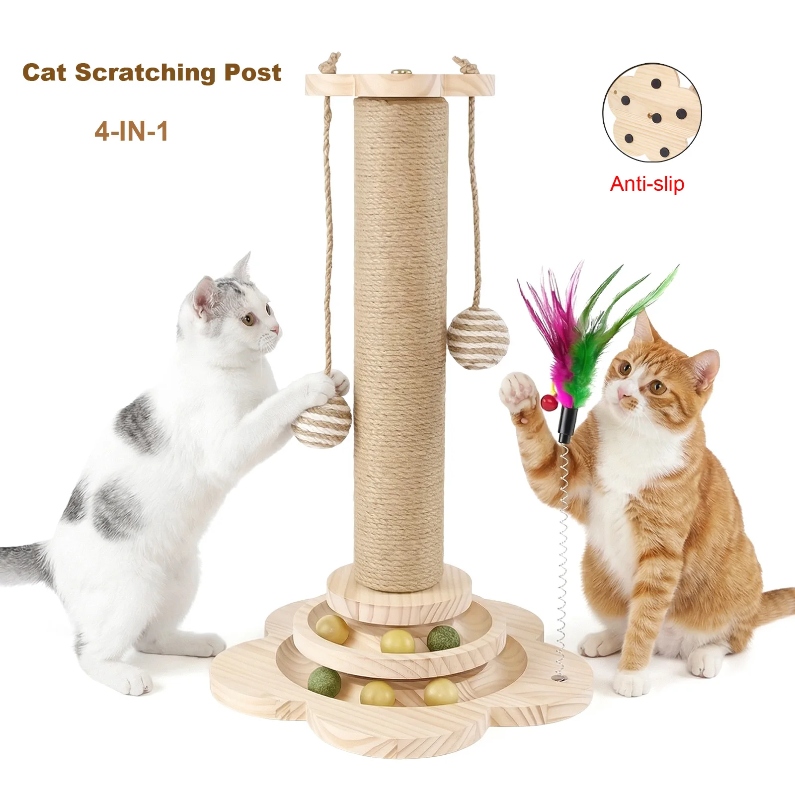 Katzenkratzbaum, Premium-Sisalseil-Kratzbaum mit Spielzeug, schützt Ihre Möbel, rutschfeste Basis für kleine Katzen und Kätzchen