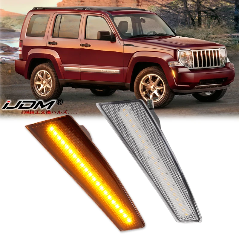 2PCS Amber yellow T10 12V Side Marker LED Lights For Jeep Cherokee Liberty(KK) 2008-2012 Front Bumper Turn Signal Lamp,White