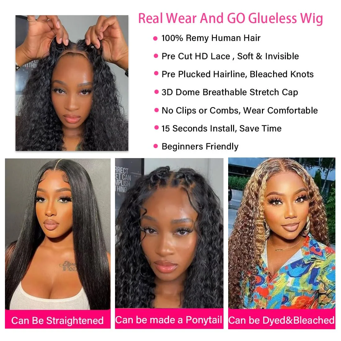 Deep Wave Glueless Wig Human Hair Ready To Wear And Go PrePlucked For Women Precut 13x6 Hd Frontal Curly Lace Front Wigs On Sale