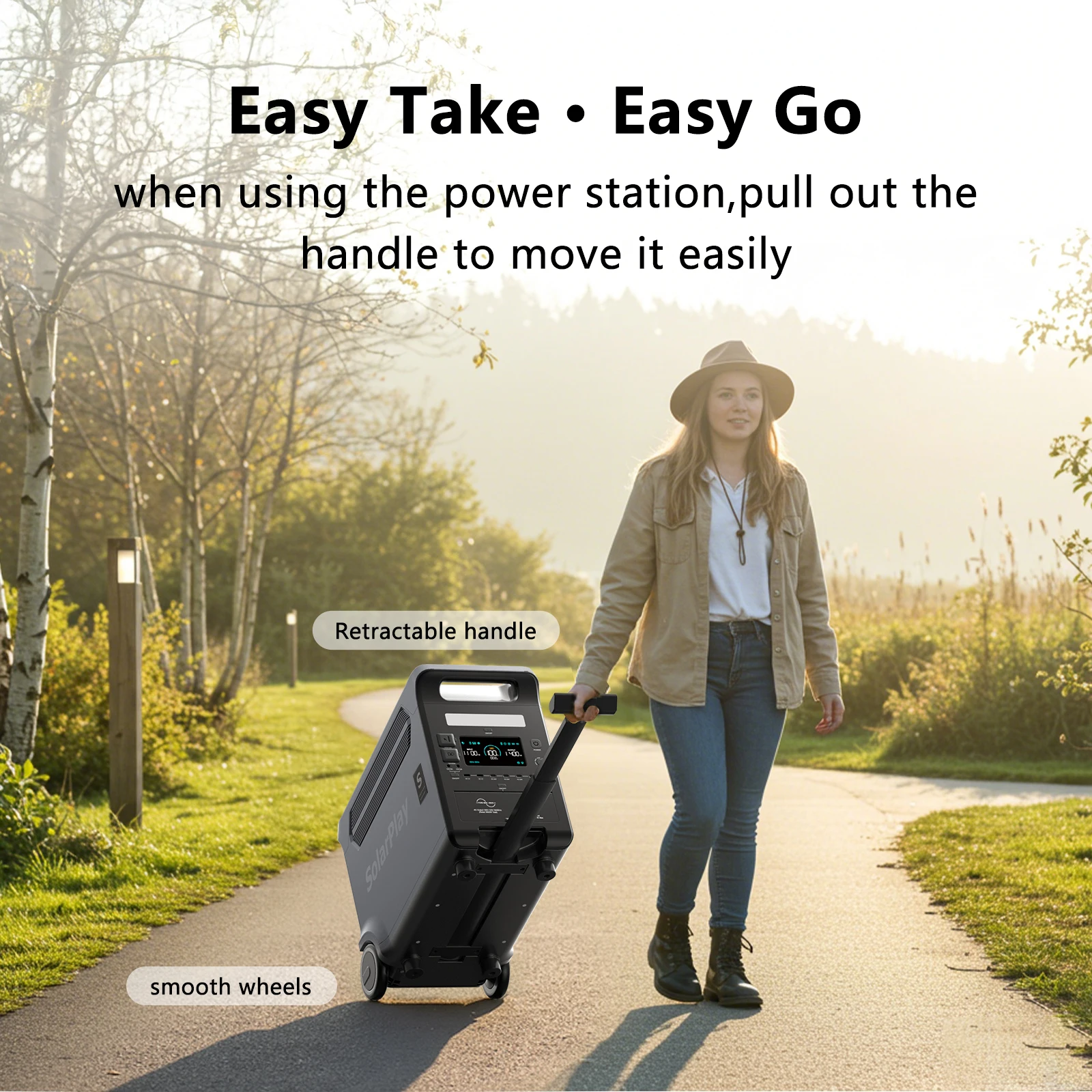 مولد خارجي SOLARPLAY Q3600 بقدرة 3600 وات MPPT محطة طاقة محمولة مع عربة ألواح شمسية قابلة للطي بقدرة 400 وات للتخييم RV