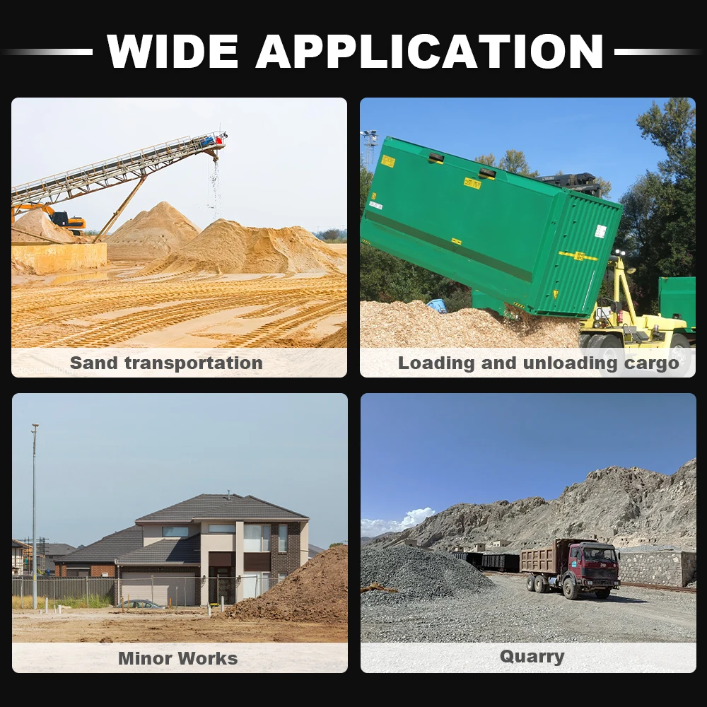 The skid steer loader's four-in-one bucket working device combines shoveling, pushing, scraping and grabbing functions in one