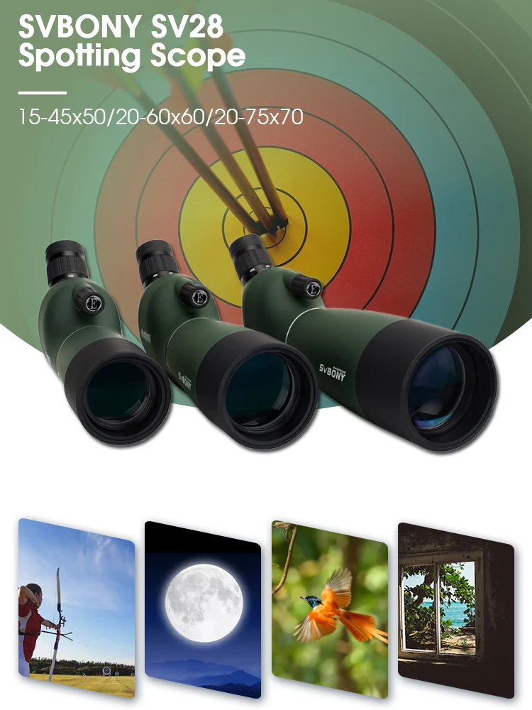 SVBONY 25-75x70 Telescoop Spotting Scope Krachtige Zoom Monoculaire FMC BAK4 Waterdicht Voor Vogels Kijken Doelschieten - afbeelding 2