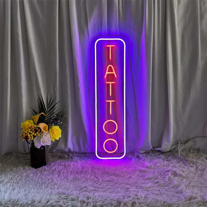 Enseigne au néon LED de tatouage, enseigne de studio de tatouage, enseigne de salon de beauté, enseigne au néon PRlogo, lumière au néon LED