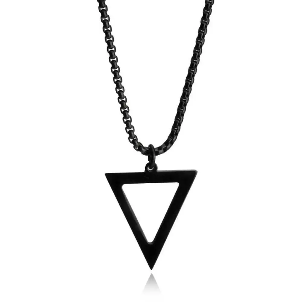 

Personalized Hollow Triangle Name Necklace Custom Engraved Text Jewelry Stainless Steel Triangle Pendant Gift for Men and Women