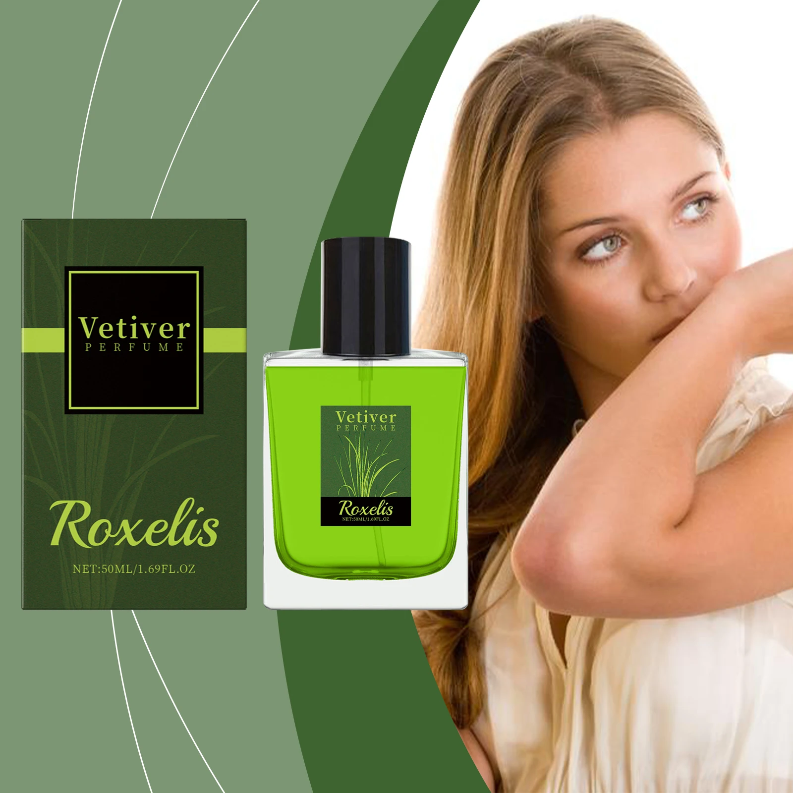 Roxelis 50ml Vetiver Grass Freshing Perfume Spray Lasting Fragrance Release Charming Dating Atmosphere Attract Perfume